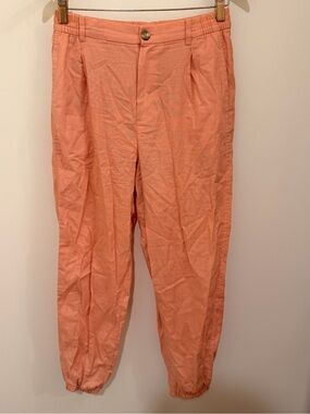 Patprimo Women's Coral Pink Chinos with Elastic Ankles Size 8